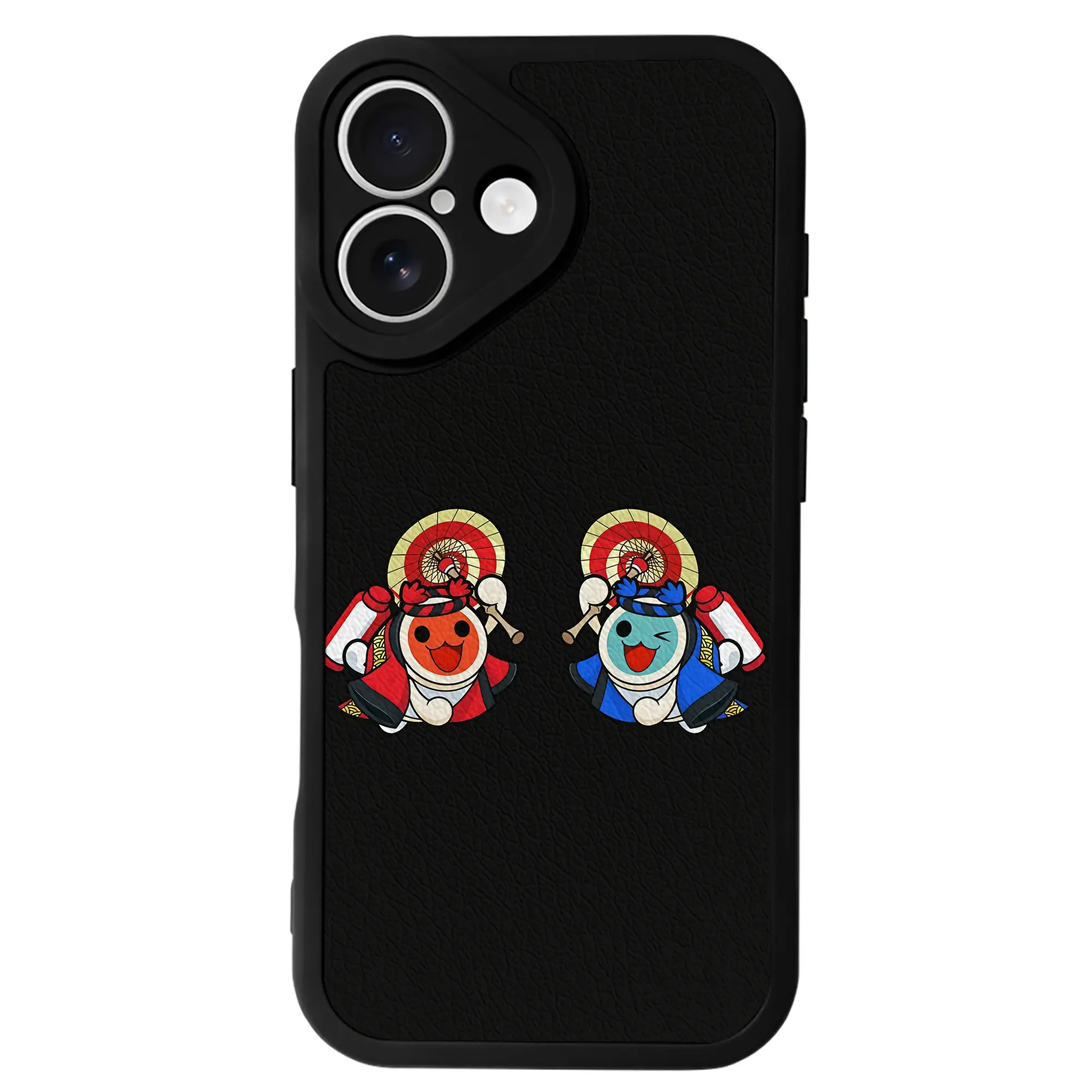 太鼓の達人 グッズ - IPhone 16シリーズ対応 ・ シリコンスマホケース ・ レザー調 ・ 高精度フィット ・ 耐衝撃 ・ ワイヤレス充電対応 ・ 精密カット